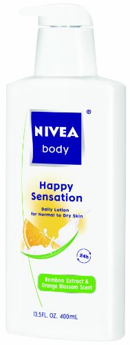 Nivea Happy Sensation body lotion, Bamboo Extract & Orange Blossom Scent13.5-Ounce Bottles (Pack of 3)