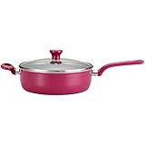T-fal C72993 Excite Nonstick Thermo-Spot Dishwasher Safe Oven Safe PFOA Free Jumbo Cooker Cookware, 4.5-Quart, Pink