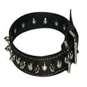 1" Spiked Black Leather Collar (Fits neck size 17"-20")