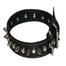 Top Dog Spiked Black Leather Dog Collar 5/8 x 12 inch
