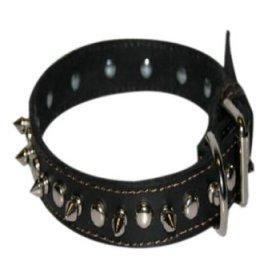 Top Dog Spiked Black Leather Dog Collar 5/8 x 14 inch