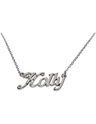 Name Necklaces Holly - Personalized Necklace White Gold Plated 18K, Belcher Chain, 2mm Thick