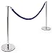 Rope Stanchion Set - Two 39 Inch Polished Chrome Stanchion Posts with a 78 Inch Blue Velvet Rope w/Polished Chrome Hooks - Crowd Control Barrier Set