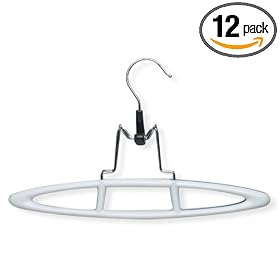 Honey-Can-Do HNG-01325 Soft Touch Skirt and Pant Clamp Hangers, White and Blue, 12-Pack