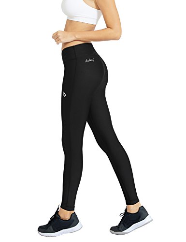 Baleaf Women's Running Legging Compression Pants Back Pocket Black Size M