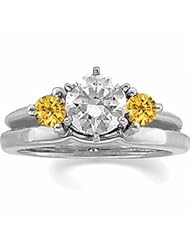 Ann Harrington Jewelry 14k White Gold 1/3 Ct Tw Yellow Diamond Ring Wrap