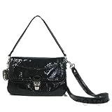 Authentic Coach Small Layla Crinkled Patent Leather Flap Convertible Bag 18161 Black