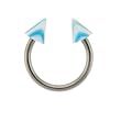 STAINLESS STEEL HORSESHOE WITH SPIKE MUTICOLOR Gauge: 16, Ball Size: 4mm Sold as a Pair