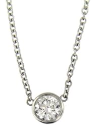 0.62 Ct Platinum Round Bezel Solitaire Diamond Pendant