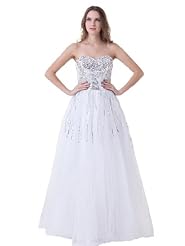 A-line Sweetheart Sequined  Floor Length Organza  Ball Gown Prom Dress/Quinceanera Dress/Wedding Dress 