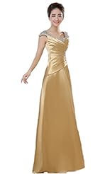 Satin Scoop Neck  Beaded Pleated Sequined Cap Sleeves Evening Dress/Prom Dress  With Rhinestones