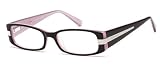 Womens Kisses XOXO Thin Framed Prescription Eye Glasses Frames in Pink and Black