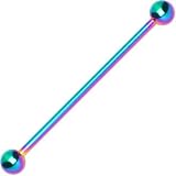 14 Gauge Rainbow Anodized Titanium Industrial Barbell Earring