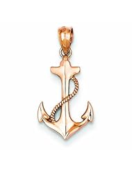 14K Gold Rose Gold Anchor Pendant