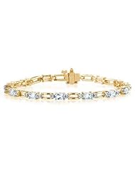 14k Yellow Gold Diamond and Aquamarine Bracelet