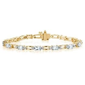 14k Yellow Gold Diamond and Aquamarine Bracelet by Szul