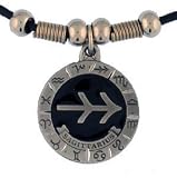 Sagittarius Pewter Pendant on Beaded Leather Necklace - Earth Spirit Necklace