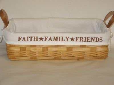 Faith, Family, Friends, Natural Loaf Basket, White Lining