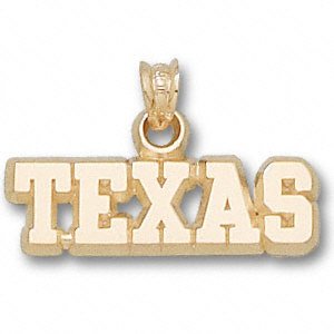 Texas Longhorns Solid 14K Gold ”TEXAS” 1/4” Pendant