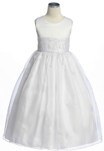 New Wide Sash Satin & Organza Flower Girl or First Communion Dress Sz 2 to 14 Girls