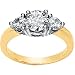 14K Two Tone Gold Created Moissanite 3 Stone Engagement Ring