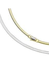 Two Tone Reversible Omega Chain 14K Gold Yellow With White Ch748 18 Inch