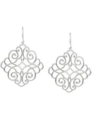 1/5 Carat Vintage Diamond Scroll Dangle Earrings in Sterling Silver