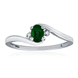 MAY Birthstone Ring 10K White Gold Emerald Ring