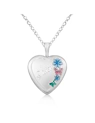 Photo Locket Pendant Sister Flower and Butterfly Design Sterling Silver
