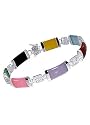 Sterling Silver Multi color Jade Gemstone Bracelet 7.5"