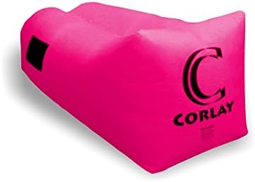CORLAY Inflatable Outdoor Lounger Easy Inflate Chair Ultra Light Durable RipStop Nylon Beach Hammock Laybag Lamzac Kaisr Camping Park Air Lounger (Pink)