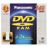 Panasonic Double-Sided DVD-RAM Disc with Removable-Cartridge for Video Recording, 9.4GB, 2-3x-Speed, 3-Pack