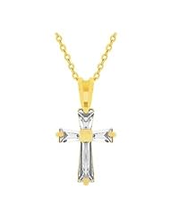 Goldtone Baguette Cross Necklace