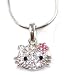 Small Hello Kitty Necklace w/ Crystals & Pink Flower Bow