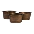 Set of 3 Decorative Antique Style Rustic Copper Colored Planter Tubs