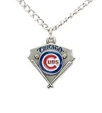 Chicago Cubs Chain Necklace & Enameled Pewter Pendant - MLB Baseball Fan Shop Sports Team Merchandise