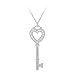 Sterling Silver Key and Cubic Zirconia Heart Top Pendant with Rolo Chain, 18"