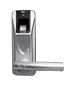 BIOLOCK 333 SN-BK Biometric Fingerprint Entry Lever Door Lock with Remote Control, Satin Nickel with Black Accent
