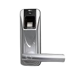 BIOLOCK 333 SN-BK Biometric Fingerprint Entry Lever Door Lock with Remote Control, Satin Nickel with Black Accent