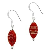 Sterling Silver Murano Glass Red Bead Millefiori Earrings