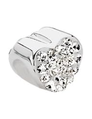 Silver, Heart Charm with Pave Crystals for 3mm Charm Bracelets