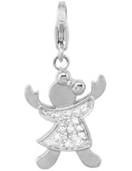 14K White Gold Diamond Girl Charm