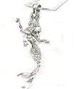 Beautiful Dancing ICE Crystal Mermaid Charm Necklace Silver Tone