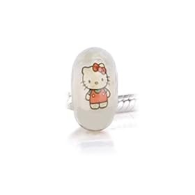 Bling Jewelry Glow in the Dark Cool Kitty Murano Glass Bead .925 Sterling Silver Fits with Pandora Chamilia Troll Charms