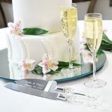 Beach Champagne Flutes and Server Set- White