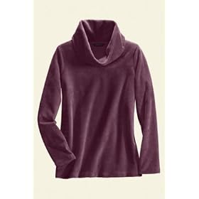 Women's Petite Luxurious Velvet Cord Cowl Neck