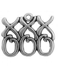 Sterling Silver 18" .8mm Wide Box Chain Necklace With "Hugs And Kisses Pendant XXX, And OOO"