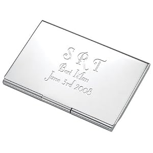 Personalized Silver Plate Engravable Business Card Case - Free Engraving - Promotional Gift