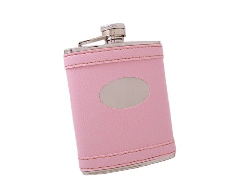 Childrens Toyshop  Kitchen & Housewares : Pink Leather Personalized Stainless Steel Flask with Free Engraving & Shipping