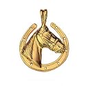 9ct Yellow Gold horse head with horse shoe Pendant